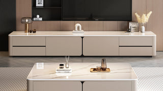 TV stands with storage: Modern Sintered Stone &amp; Solid Wood Luxury for Contemporary Living Rooms