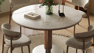 The Alchemy of the Gathering Ground: Elevating Modest Floor Plans with Travertine-Inspired Sintered Stone and the Poetic Adaptability of Shape-Shifting Culinary Art