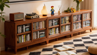 The Anchor of Modern Living: Elevating Your Sanctuary with a Minimalist Wood Entertainment Center with Glass Accents