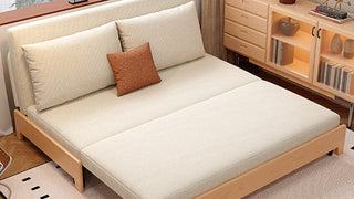 The Art of Seamless Living: Discovering Sanctuary in a Modern Minimalist Sofa Bed with Wood Base
