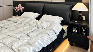 The Mid-Century Elephant Ear Platform Bed: Timeless Elegance Wrapped in Cloud-Like Comfort