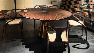 The Petals of Culinary Intimacy: Cultivating Mid-Century Black Walnut Warmth, Scalloped Architectural Silhouettes, and Organic Communal Vibrancy in the Contemporary Home Dining Sanctuary