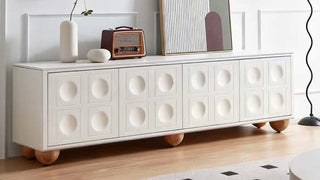The Poetics of French Cream Aesthetics: Cultivating Sculptural Balance, Multi-Drawer Utility, and Low-Profile Geometric Harmony in the Contemporary Living Room Sanctuary