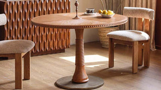 The Poetry of Mid-Century Dining Embracing French Vintage Elegance with a Solid Wood Circular Masterpiece