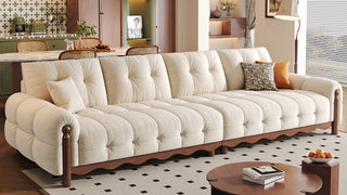 The Sculptural Sanctuary: Elevating Your Living Room with the Ultimate Modern Deep Seat Sofa with Wood Panels
