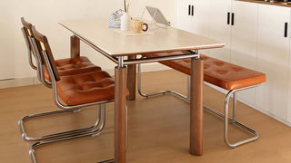 The Travertine Sintered Stone Dining Table: Where Bauhaus Geometry Meets Timeless Durability