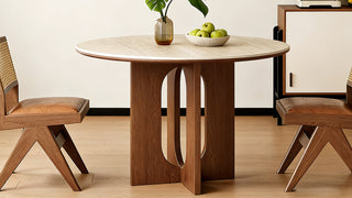 The Travertine Sintered Stone Dining Table: Where Mid-Century Charm Meets Uncompromising Durability