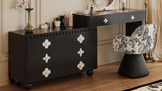 Vanity Desk with Drawers: French Retro Rotating Convertible Dressing Table for Modern Bedrooms