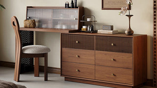 Vanity Desk with Storage: Mid-Century Rotating Convertible Dressing Table for Modern Bedrooms