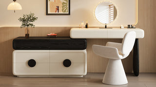 Vanity desk with drawers: Timeless Creamy Elegance & Smart Storage for Modern Bedrooms