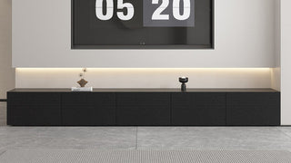 Wooden Media Console: Modern Minimalist Black Solid Wood TV Stand for Small Living Rooms