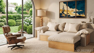 JASIWAY Oversized Deep Seat Sectional Sofa with Adjustable Chaise & Pull-Out Footrests