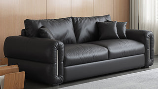 leather sofa bed: Multi-Functional Convertible Leather Sofa Bed with Mattress for Small Living Rooms