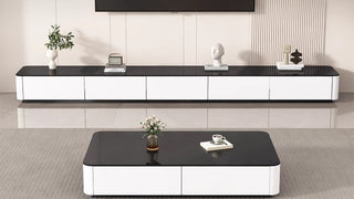 luxury TV Stand with Drawers: Modern Crystal Stone Coffee Table & TV Console Set for Small Living Rooms