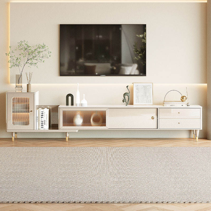 JASIWAY White Modern Floor TV Stand Cabinet