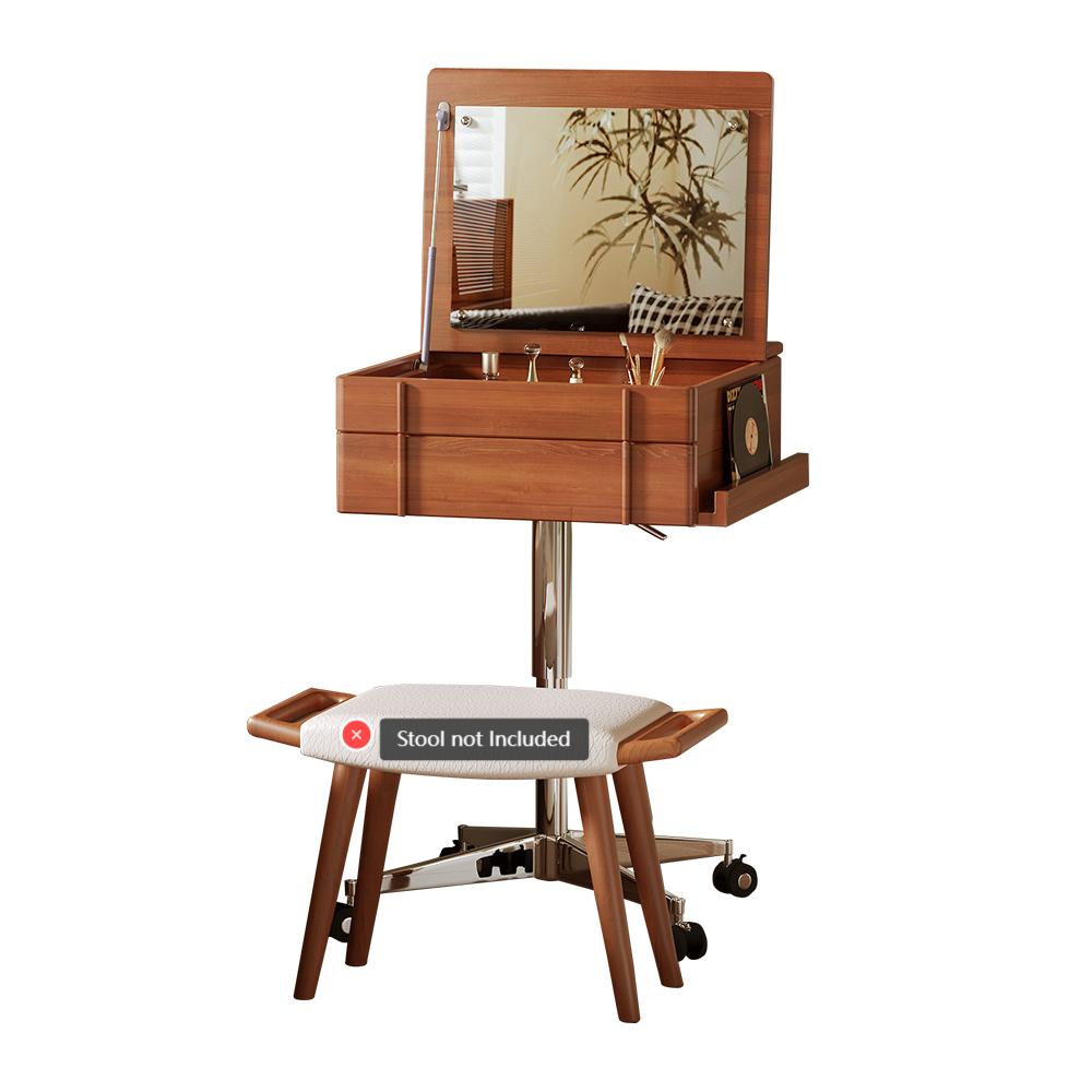 JASIWAY Vintage Style Solid Wood Movable Small Vanity Table with