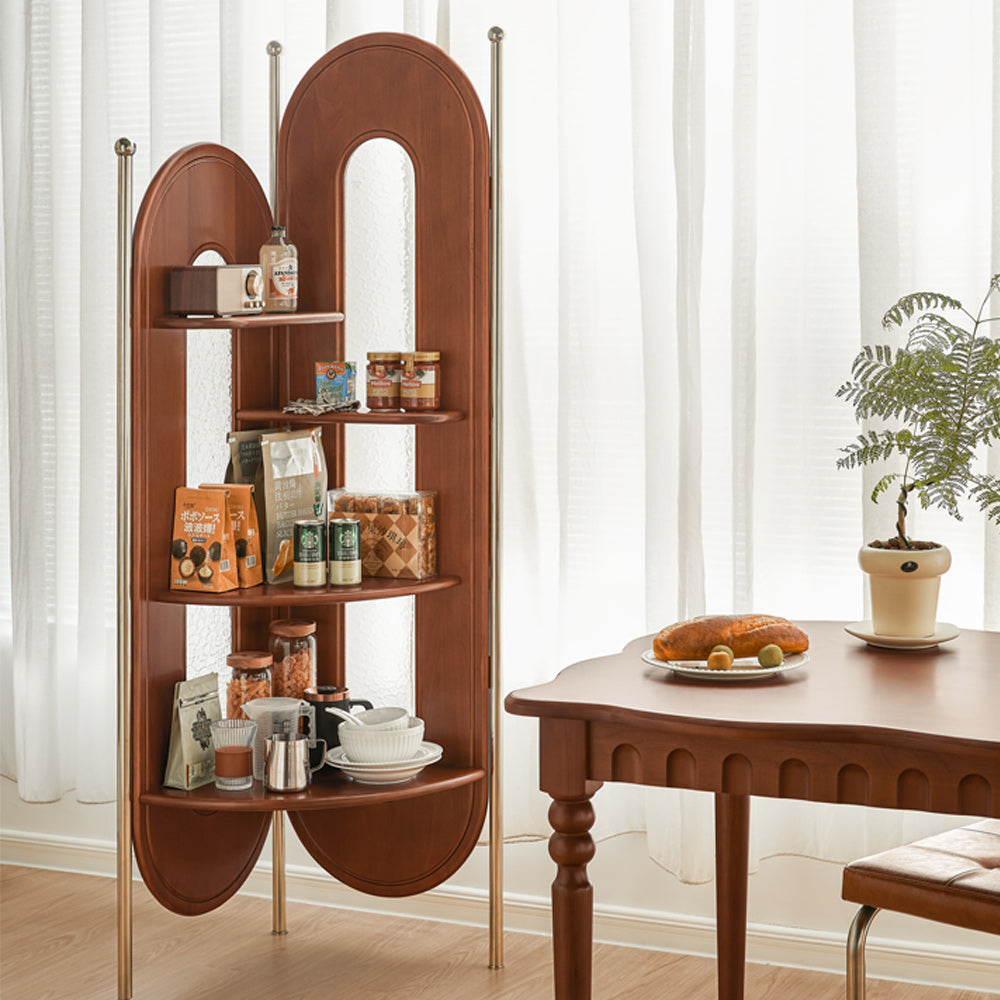 JASIWAY Solid Wood Corner Cabinet Retro Style Triangle Bookshelf