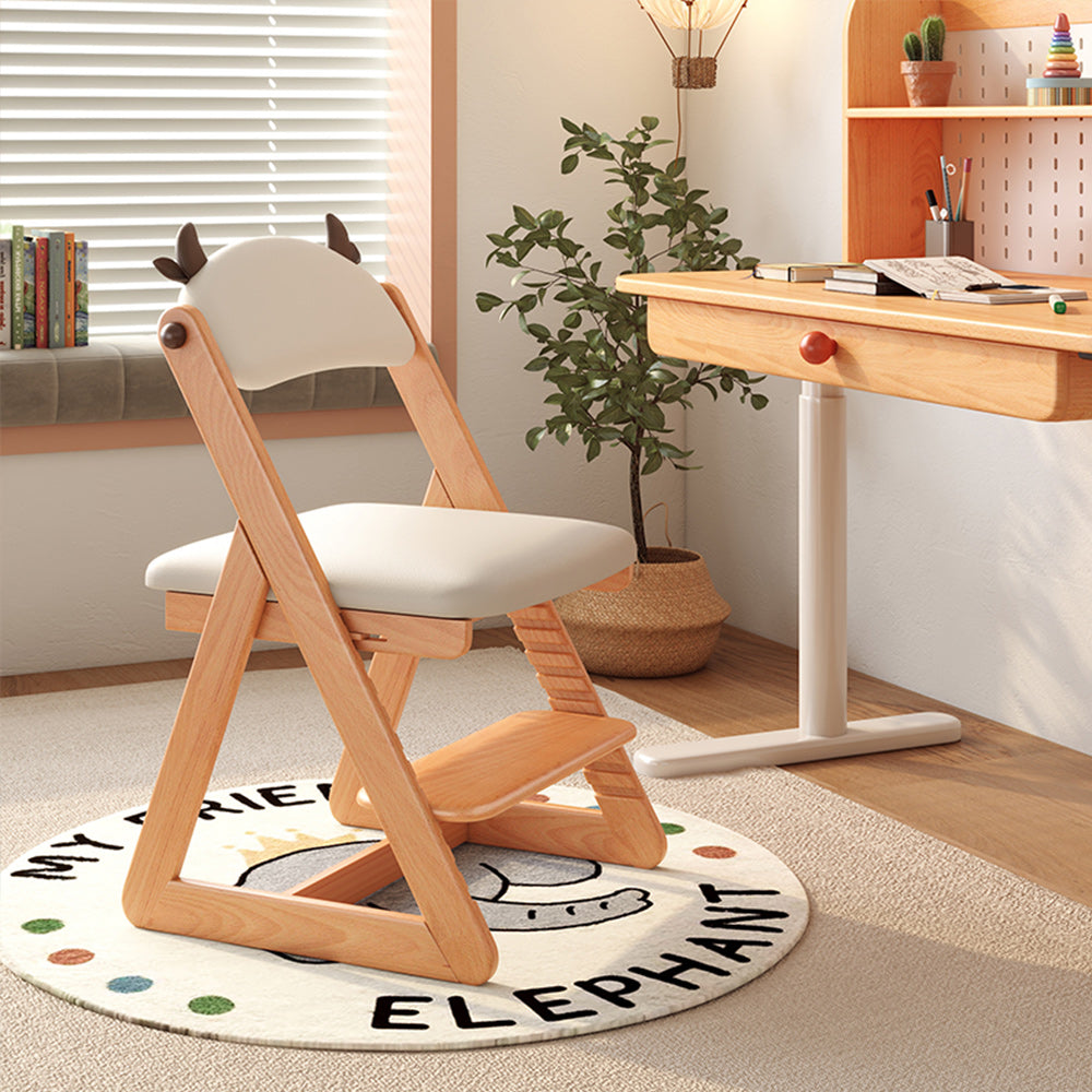 JASIWAY Solid Wood Adjustable Height Writing Chair Learning Chair with Backrest