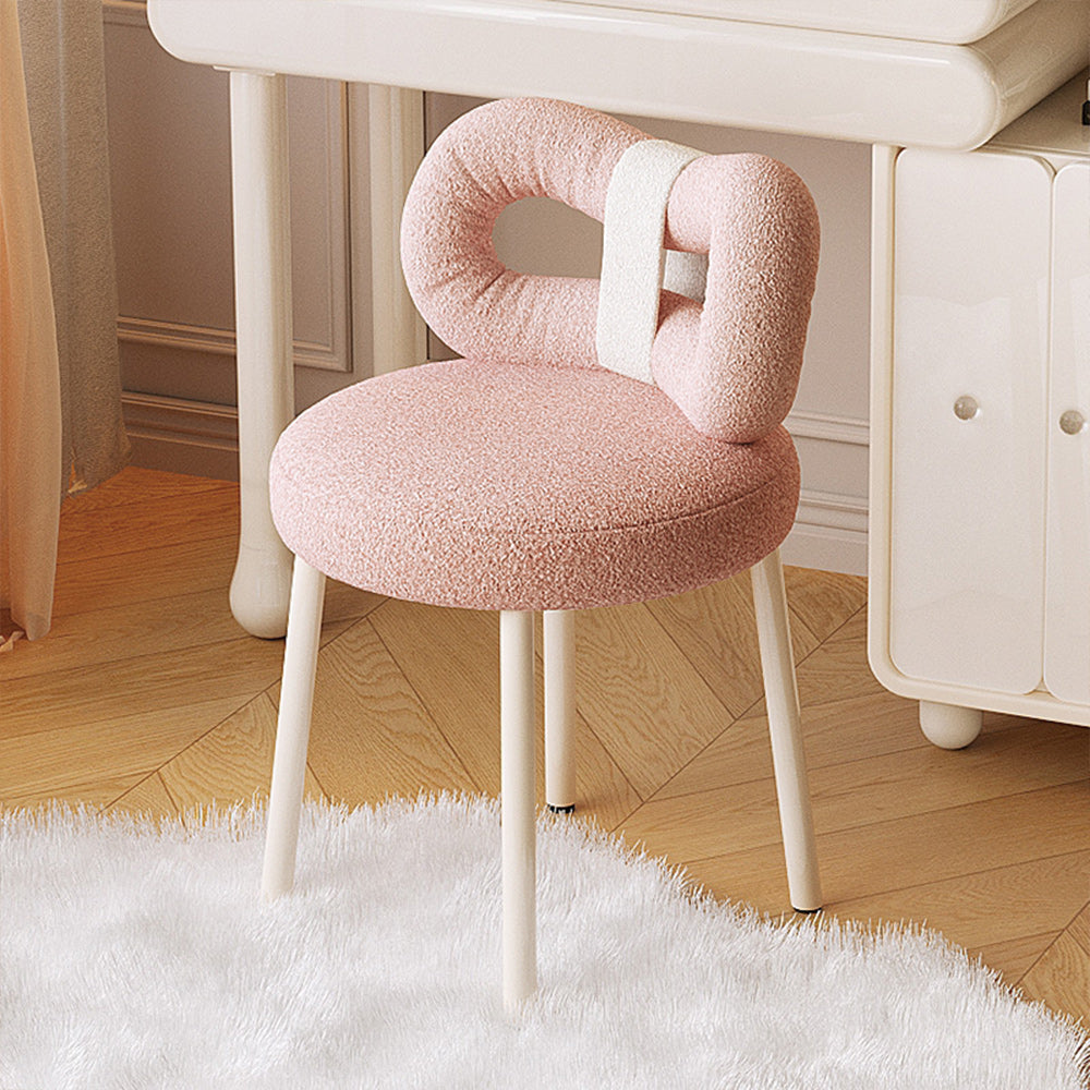 JASIWAY Creamy Vintage Makeup Chair Gentle Pink Butterfly Chair