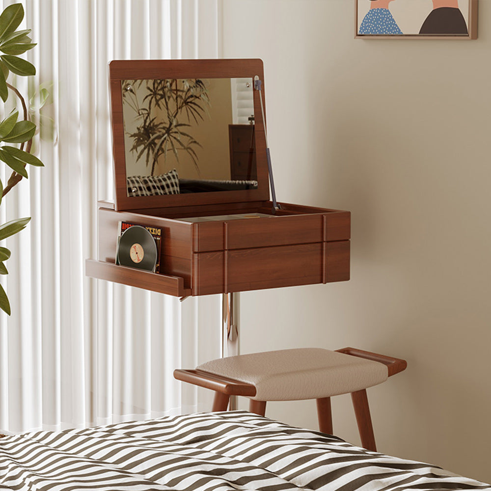 JASIWAY Vintage Style Solid Wood Movable Small Vanity Table with Flip-Top Mirror JASIWAY Vintage Style Solid Wood Movable Small Vanity Table with Flip-Top Mirror