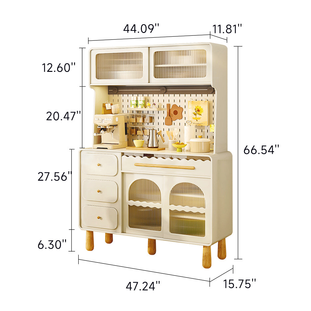JASIWAY Wood Sideboard Perforated Storage Cabinet