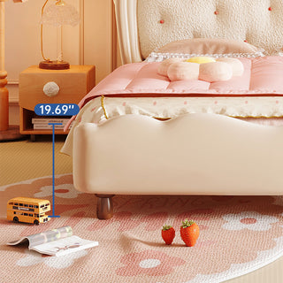 JASIWAY Modern Cream Style Wooden Kids Princess Bed in Pink & White