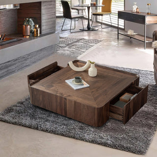 JASIWAY Modern Wooden Coffee Table with 2 Drawers