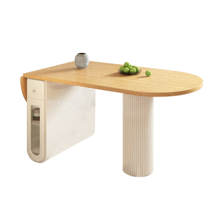 JASIWAY Dining Table Foldable Oval Design with Storage
