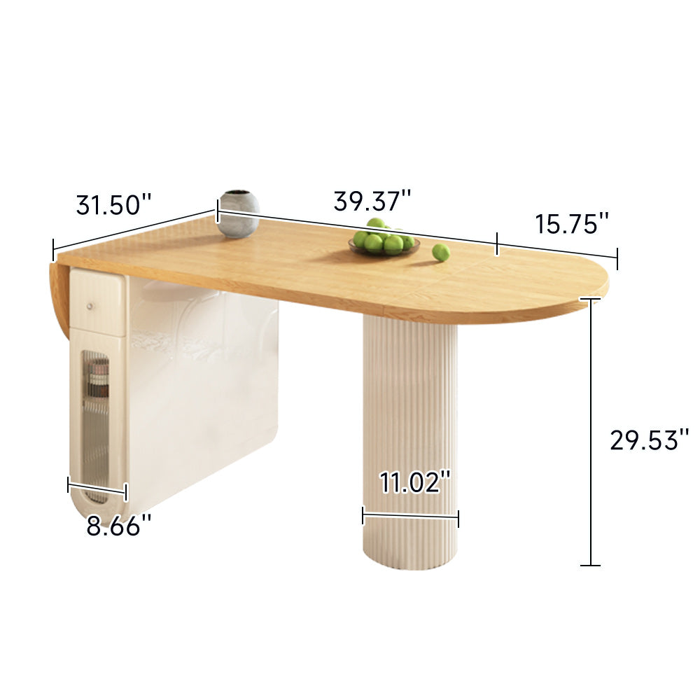 JASIWAY Dining Table Foldable Oval Design with Storage