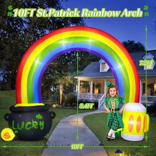 10 FT St Patricks Day Inflatables Outdoor Decorations St Patricks Inflatable Rainbow Archway