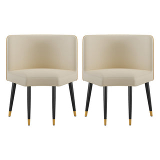 JASIWAY Modern White Faux Leather Upholstered Dining Chairs with Metal Leg (Set of 2)