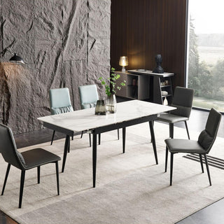 JASIWAY Extendable Marble Dining Table for 4-8 Person Rectangle Sintered Stone Tabletop