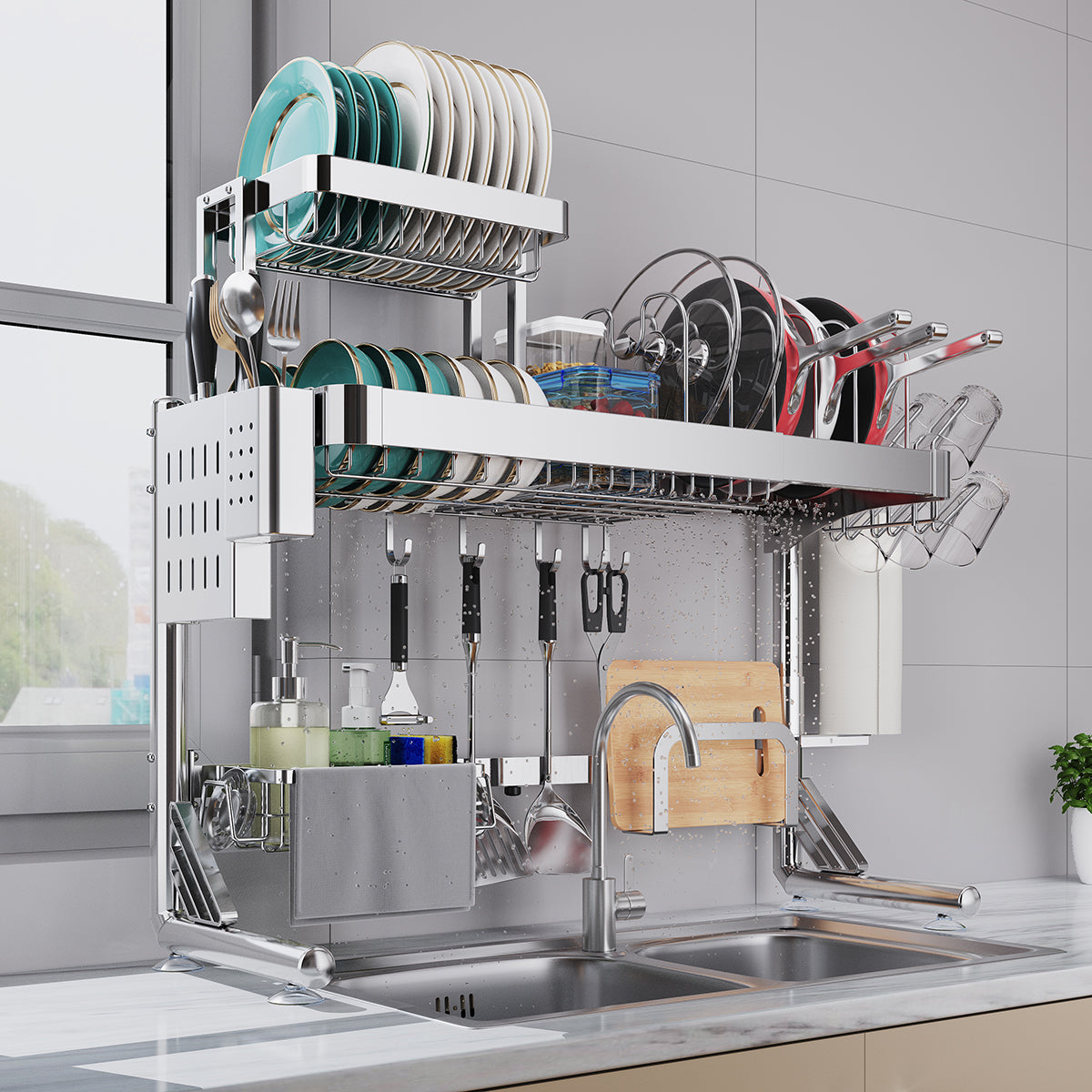 Kitchen Storage Essential: Large Over-Sink Dish Drying Rack