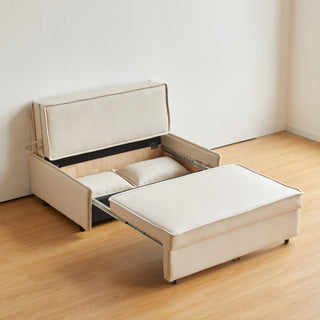 JASIWAY Beige Modern Loveseat Sleeper Sofa Bed with Storage