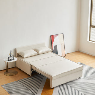 JASIWAY Beige Modern Loveseat Sleeper Sofa Bed with Storage