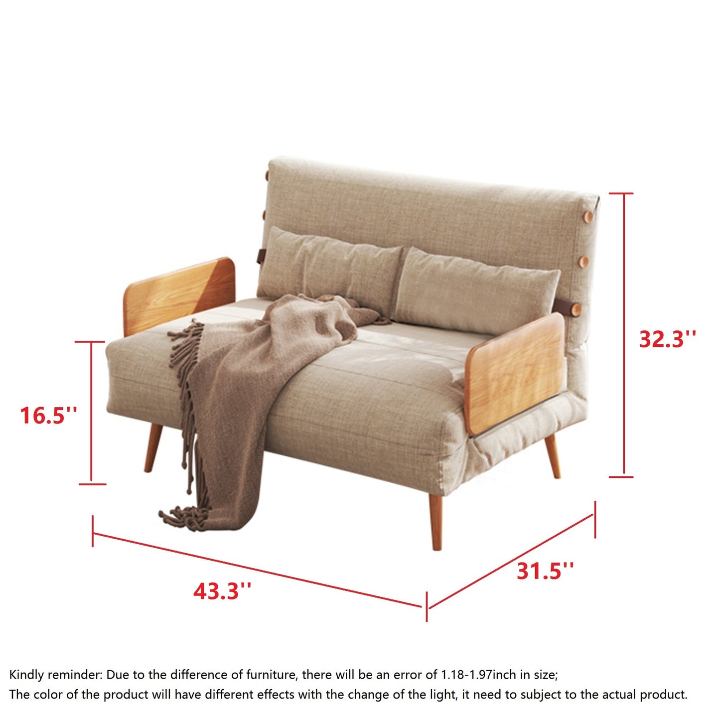 JASIWAY Foldable Sofa Bed with Armchair