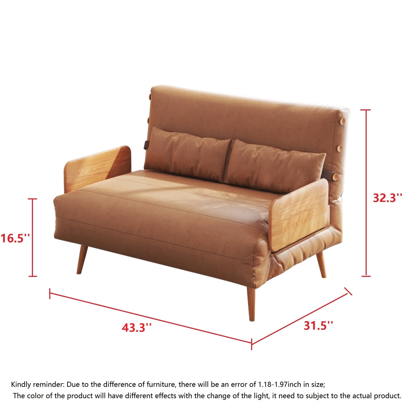 JASIWAY Tech Fabric Upholstered Foldable Sofa