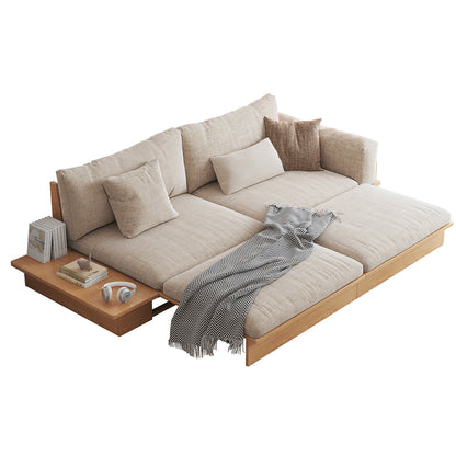 JASIWAY Beige Linen Sofa Bed Foldable Dual-Purpose
