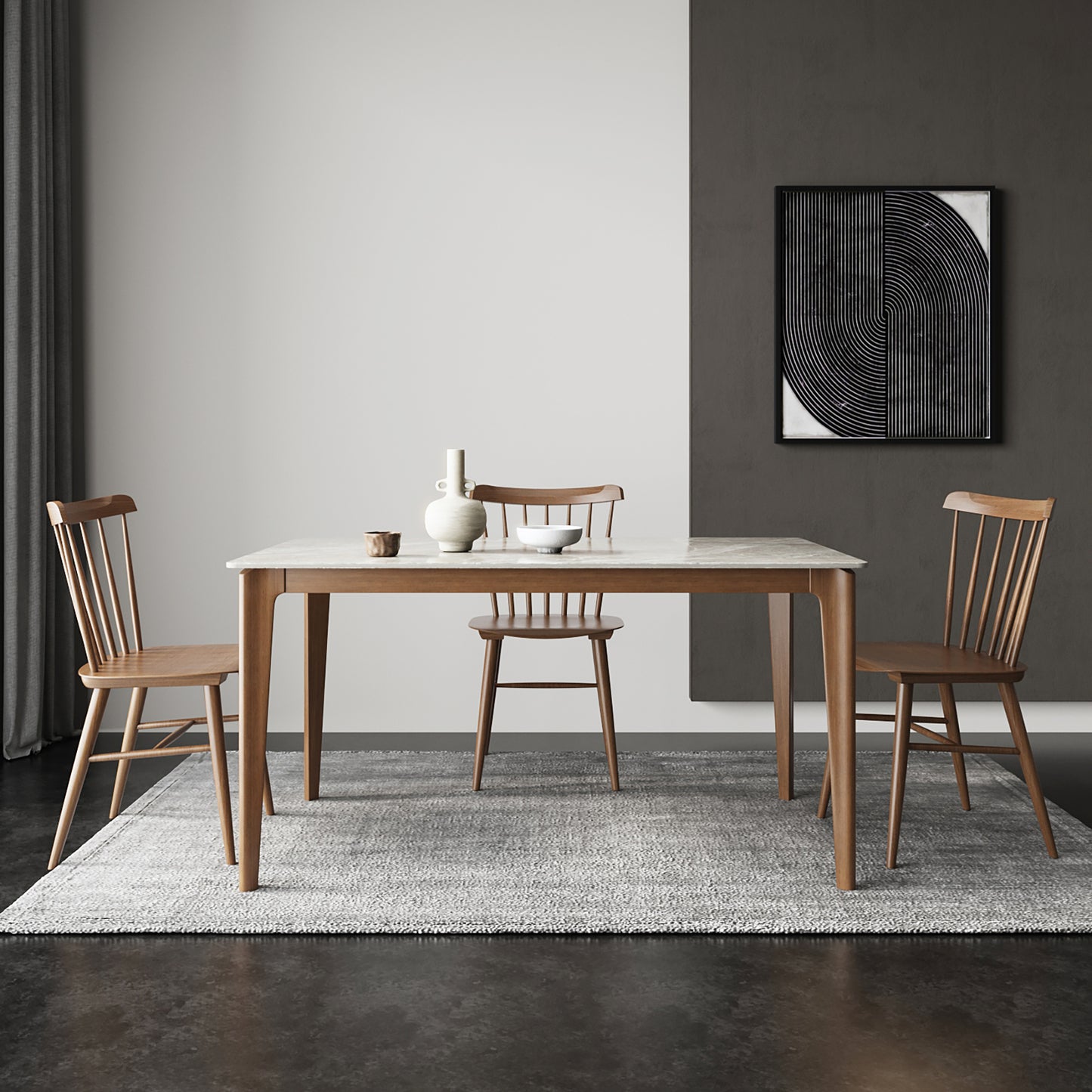 JASIWAY Simple Slate Wooden Rectangular Dining Table