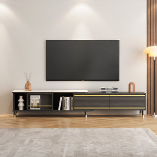 JASIWAY Modern Rectangle TV Stand  Black Media Console with 3 Drawers