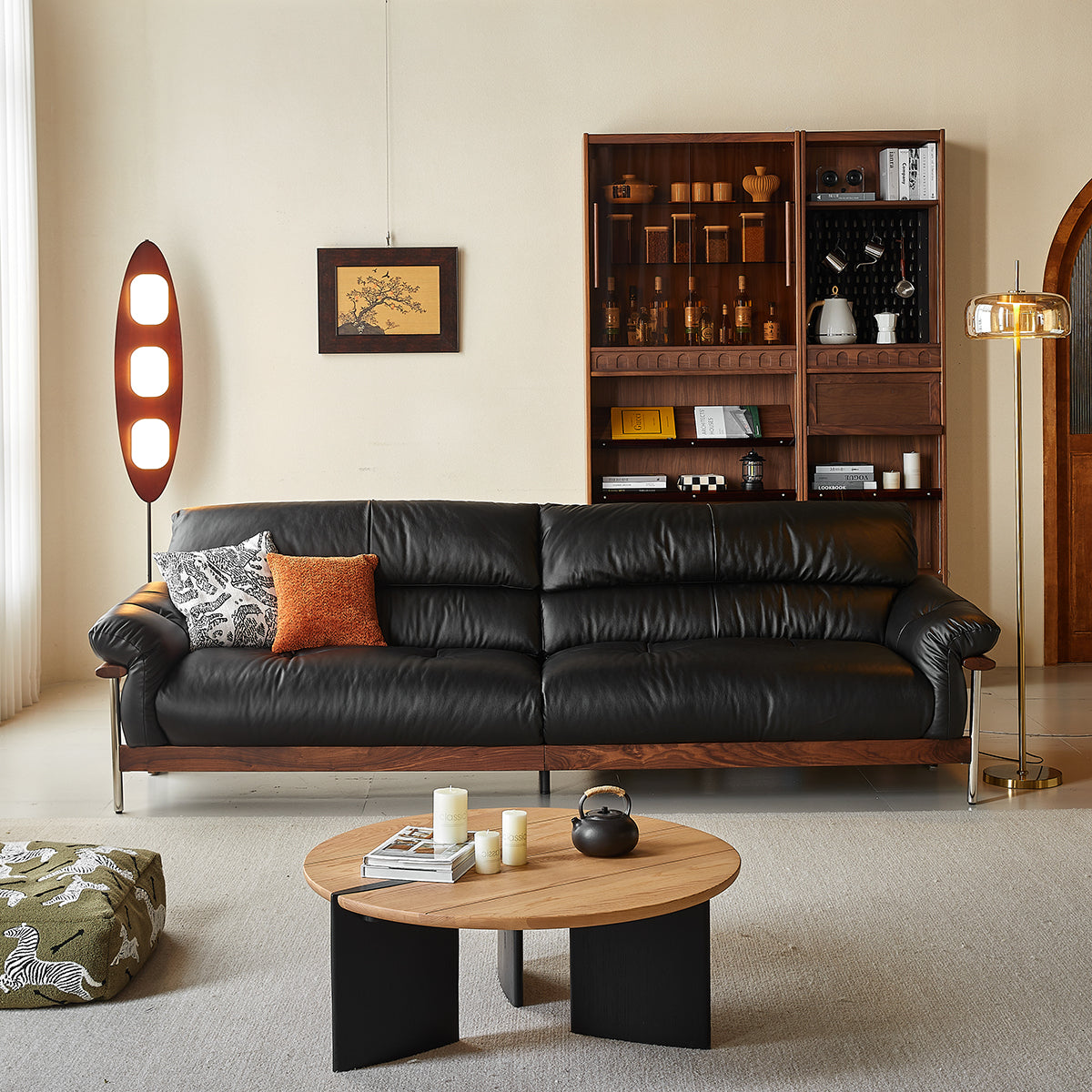 JASIWAY Top Grain Leather Mid-Century...