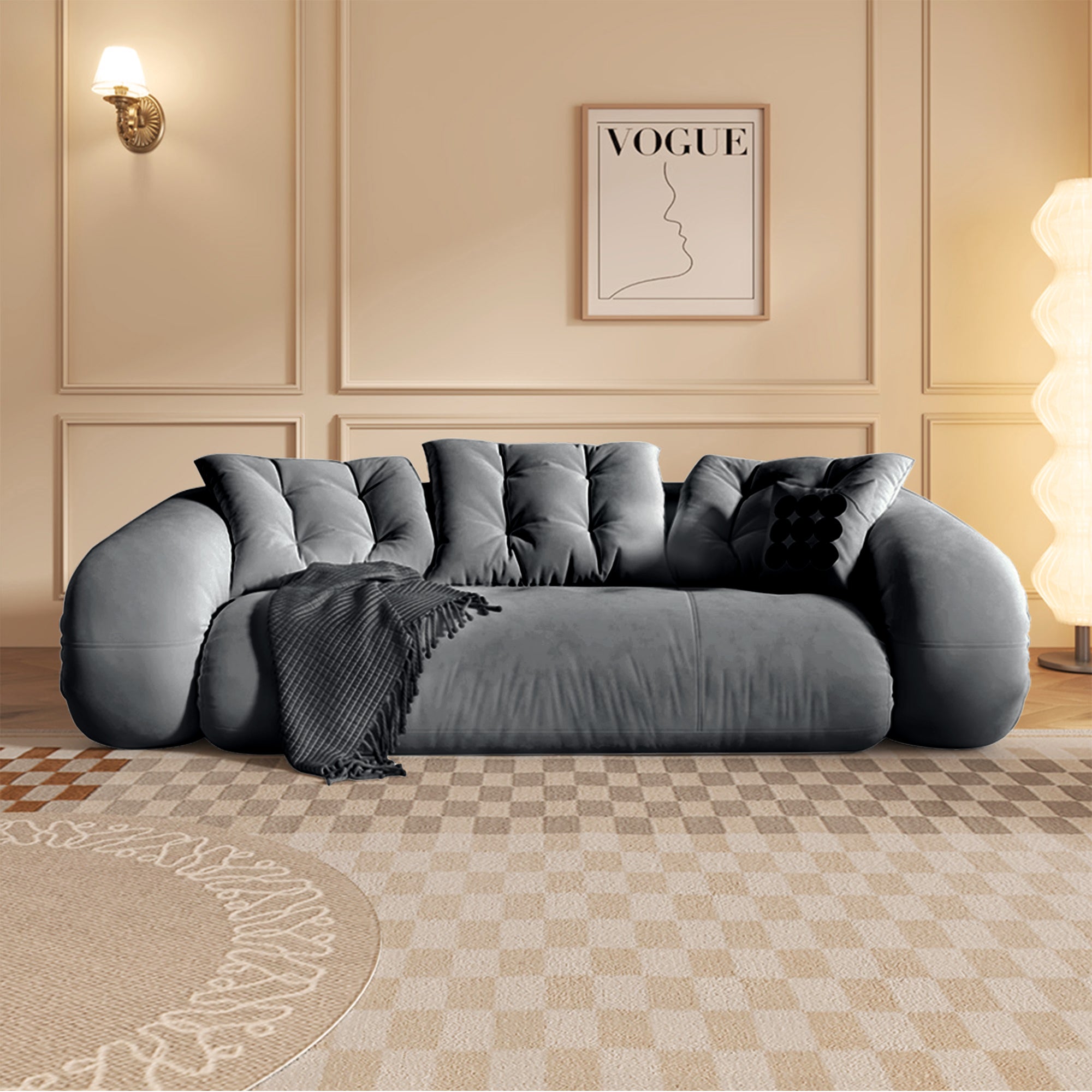 JASIWAY Bean Bag Style Pet-friendly Folding Floor Velvet Sleeper Sofa Bed