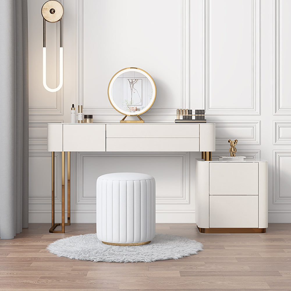 JASIWAY Beige Makeup Vanity Set Dressing Table with Mirror and Drawers JASIWAY Beige Makeup Vanity Set Dressing Table with Mirror and Drawers