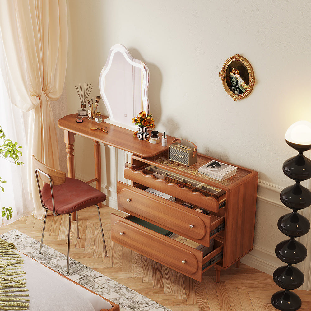 design of wooden dressing table Luxury Classic Solid Teak Wood Dressing Table