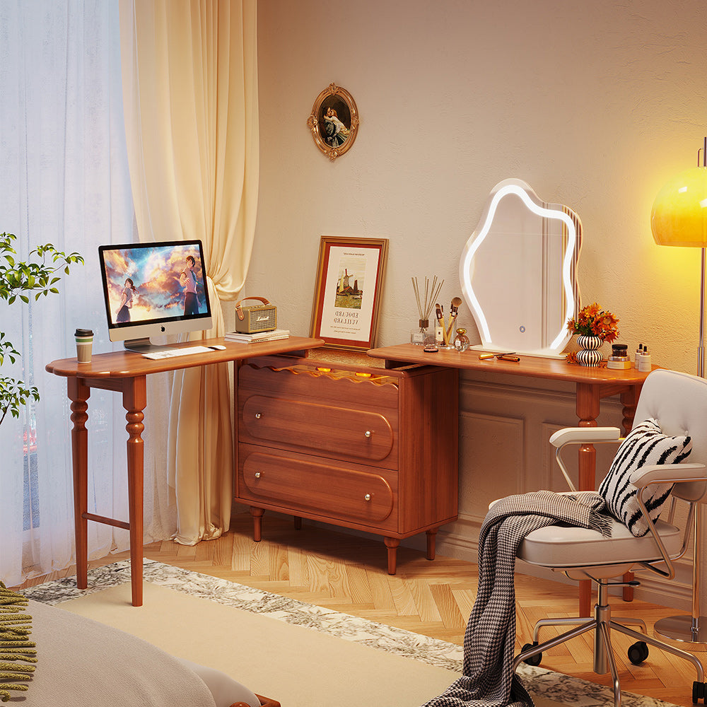 wood furniture dressing table design Jasiway Wooden Storage Dressing Table with Adjustable Side Cabinet