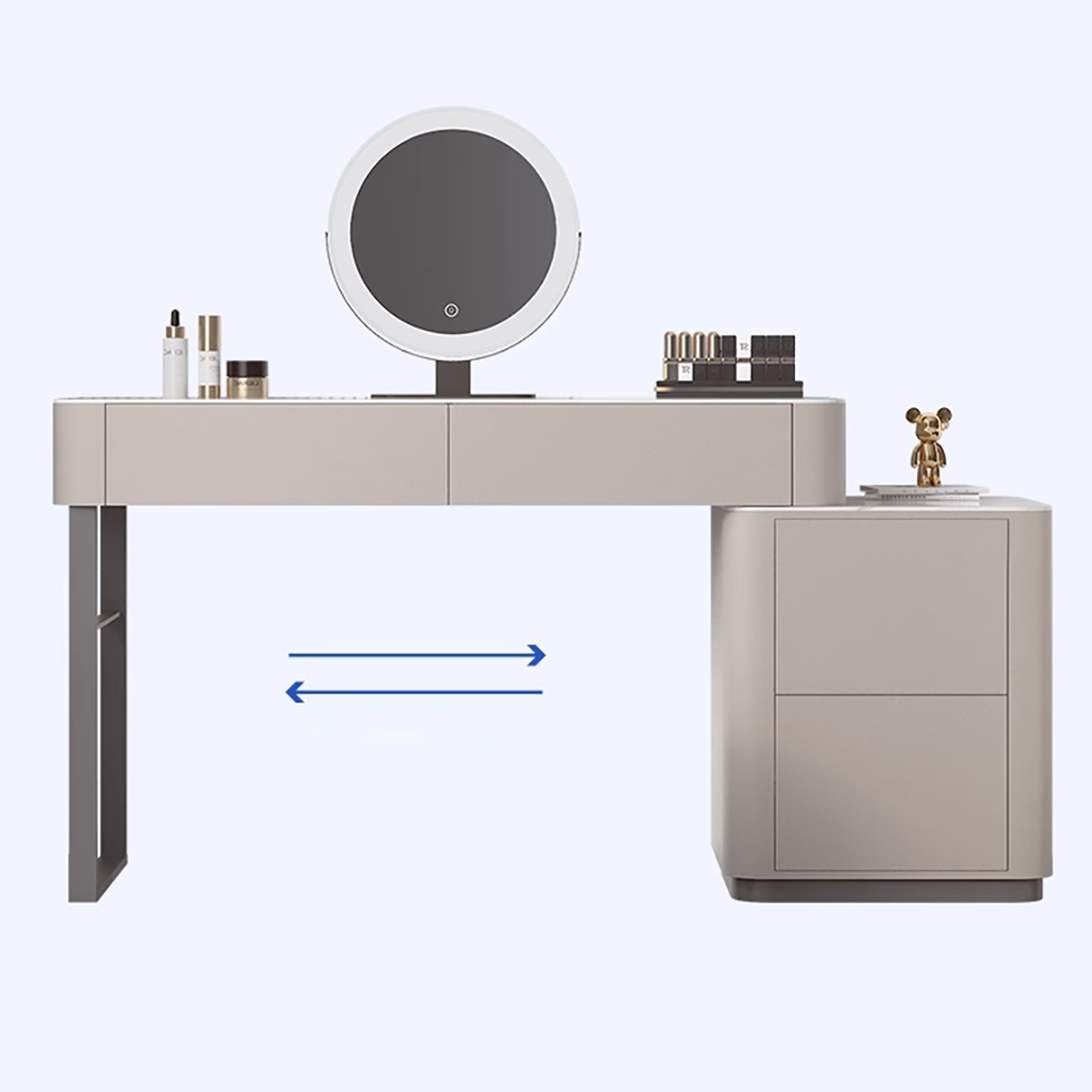 grey dressing table with drawers Sleek Grey Vanity Table With Led Lights, Flip Top Mirror And 2 Drawers, Jewelry Storage For Women Dressing Grey 2 Drawers Mdf main image 1