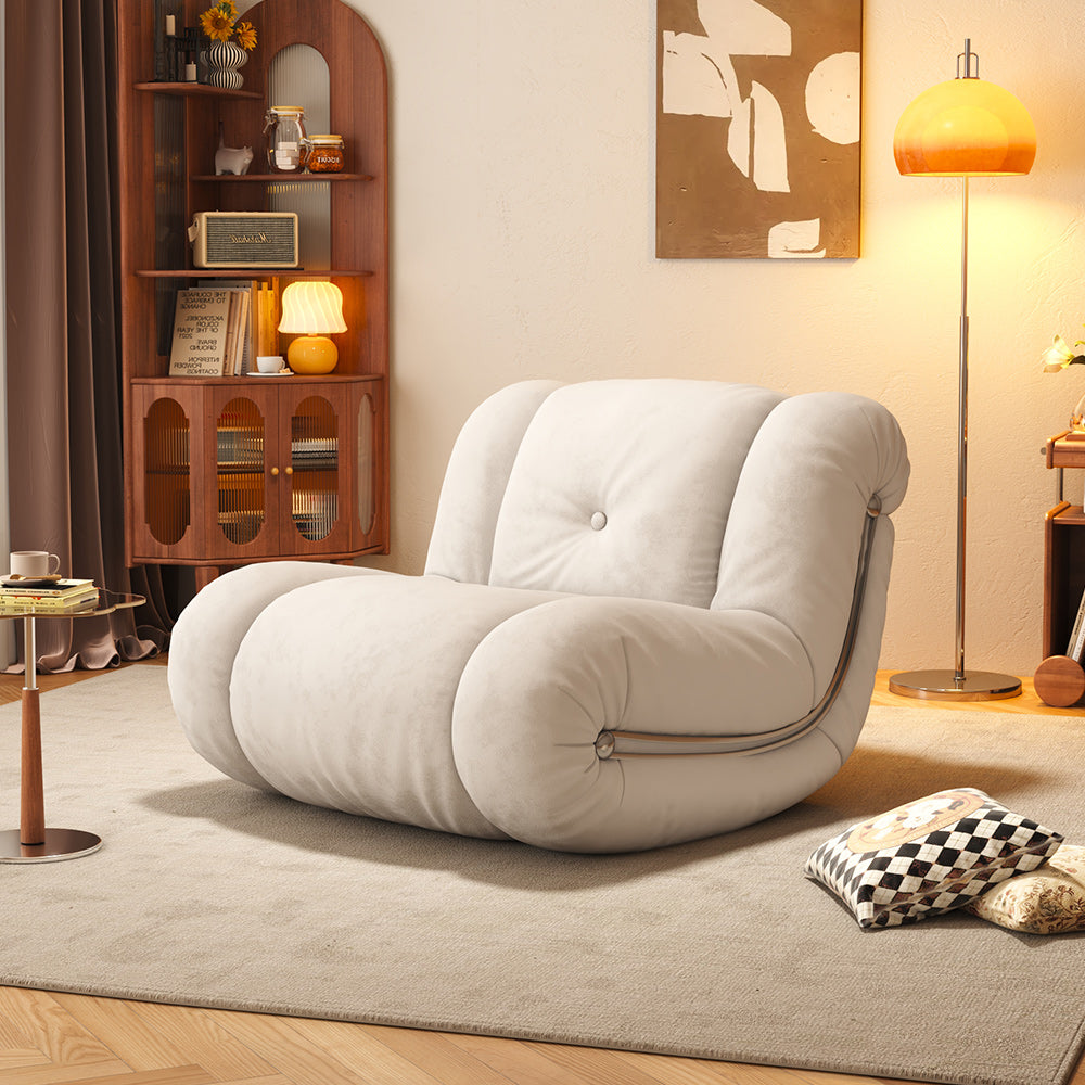JASIWAY Rocking Sofa Leisure Chair Recliner Single Sofa with Comfortable Backrest White / Technology velvet / 1 Seat