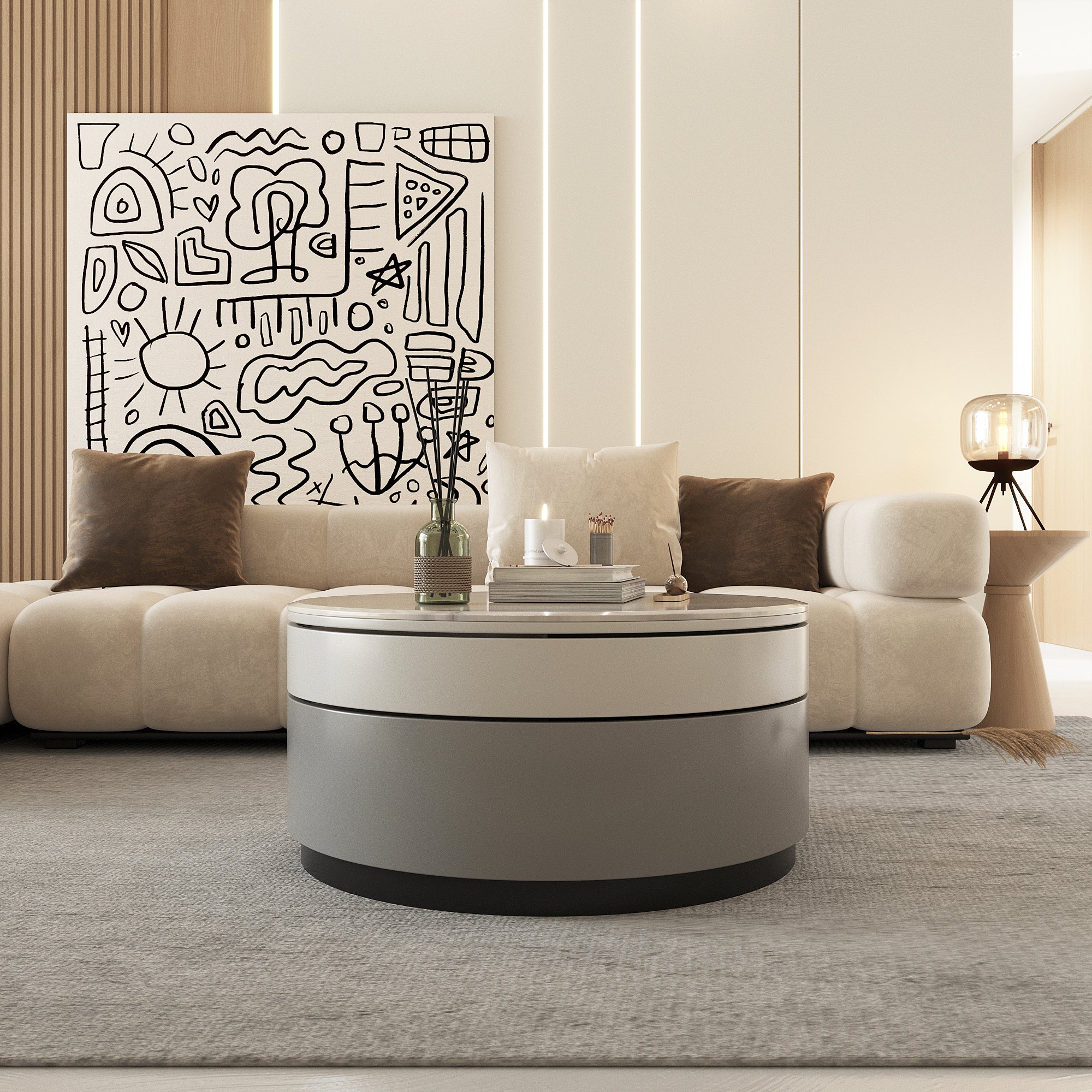Rotating Modern Table Rotating Round Coffee Table