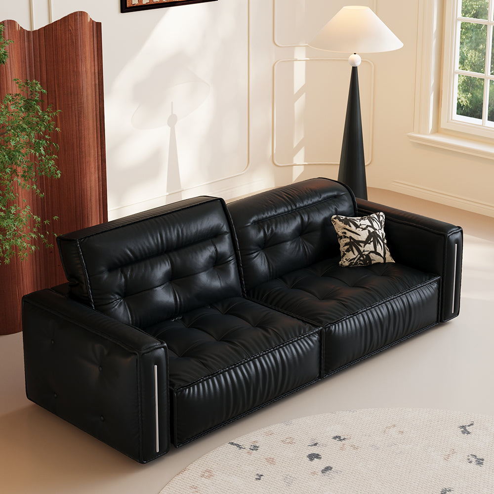 JASIWAY Smart Electric Leather Sofa Bed Couch - Vintage-Style