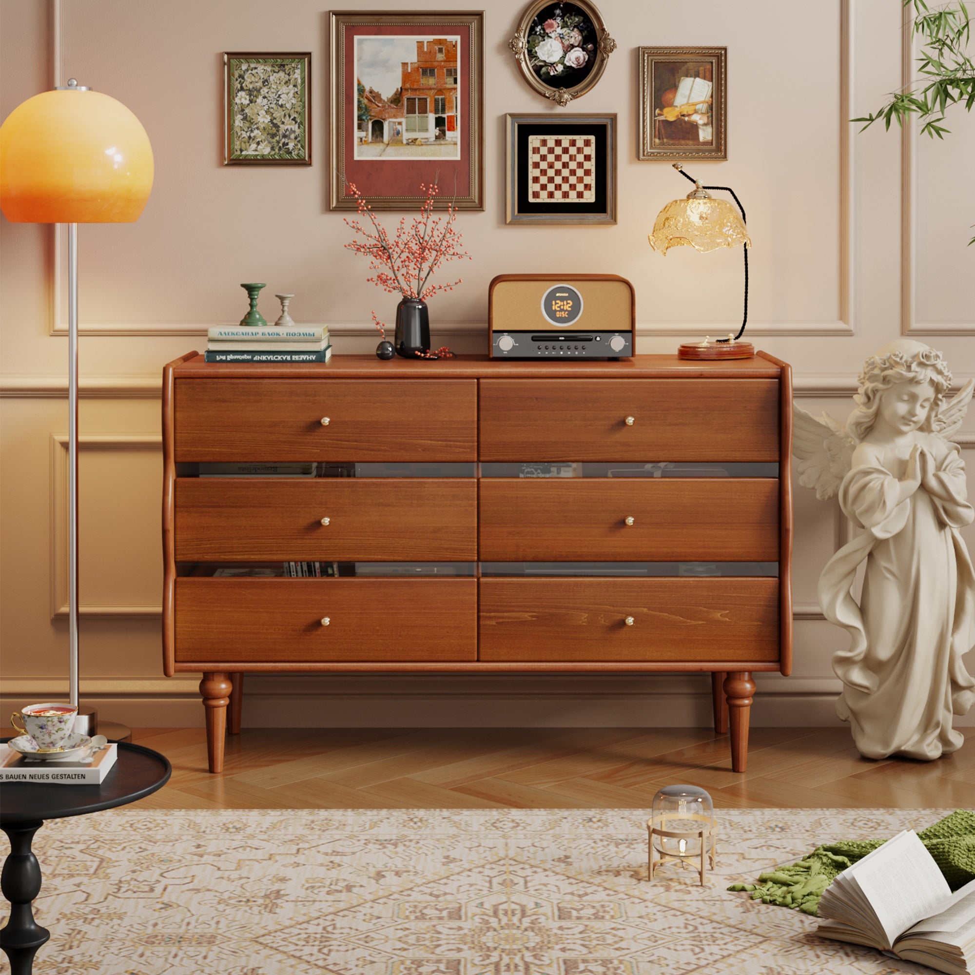 JASIWAY Solid Wood Six/Nine-Drawers Chest Entryway Storage